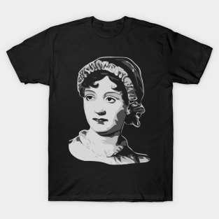 Jane Austen Black and White T-Shirt